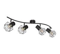 Spot barre spot plafonnier orientable plafonnier noir 4 ampoules, 4x douilles E27, LxlxH 80x22,5x19 cm