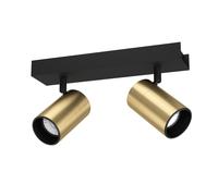Spot CUMARIBO GU10 2X4,5W en acier noir et laiton 280x65mm