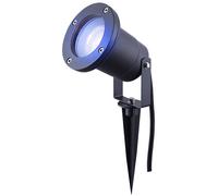 Spot de jardin avec piquet de sol éclairage de chemin électrique extérieur gris lampe d'extérieur avec prise, télécommande dimmable, verre IP65, 1x LED RGB 3,5W 290lm blanc chaud, DxH 9,8x32,5 cm