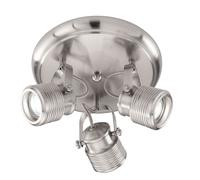 Spot de plafond 3 flammes lampe rétro plafond de salon plafonnier 3 spots rond, orientable, métal nickel mat, 3x douilles GU10, DxH 25x15 cm