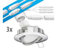 Spot de plafond à LED DEX chromé mat orientable GU14,742W 450lm chacun