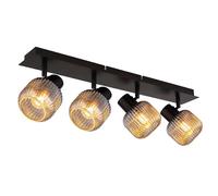 Spot de plafond à LED Filament dimmable Lampe de salon Plafonnier en verre fumé Plafonnier réglable, 4x 4W 470Lm blanc chaud, LxH 69,5 x 13,7 cm