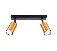 Spot de plafond allongé double noir avec abat-jour en cuivre 2xGU10 10W WINX SL.