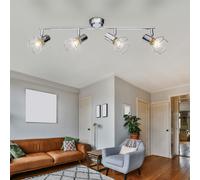 Spot de plafond barre 4 spots spots mobiles cages métalliques lampe argentée lumineuse XARA I