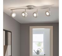 Plafonnier LED 4 flammes luminaire de salon plafonnier barre spot, spot orientable, métal gris antique, 4x5W 4x 345lm blanc chaud, LxH 68 x 16 cm
