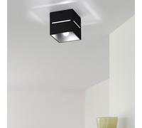 Spot de plafond, carré, noir, spot en saillie, couloir, effet lumineux, aluminium, 1x G9, LxH 10x10 cm