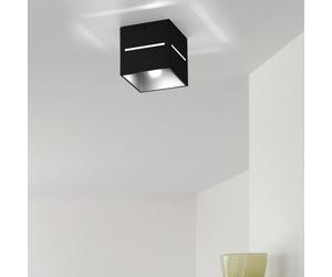 Spot de plafond, carré, noir, spot en saillie, couloir, effet lumineux, aluminium, 1x G9, LxH 10x10 cm