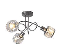Spot de plafond chromé Spotrondell, plafonnier à 3 lampes, cristal moderne, cristaux de verre transparent, 3x E14, DxH 38 x 24 cm