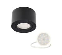 EDO Rond Spot de Plafond Noir ZALDA OV Lampe de Plafond Extra Plat & Pivotant, Spot en Saillie Orientable - Ø80*50mm, 230V Plafonnier en Aluminium, Lampe pour Salon, Chambre à Coucher, Cuisine
