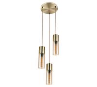 Spot de plafond en laiton, lampe suspendue cylindrique, éclairage de salle à manger, verre ambre, Globo 21000-3HM