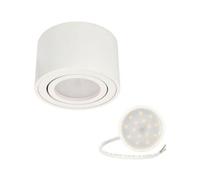 EDO Rond Spot de Plafond Blanc ZALDA OV Lampe de Plafond Extra Plat & Pivotant, Spot en Saillie Orientable - Ø80*50mm, 230V Plafonnier en Aluminium, Lampe pour Salon, Chambre à Coucher, Cuisine