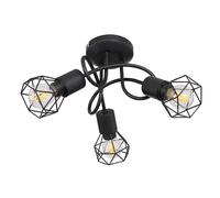 Spot de plafond lampe cage rétro spot salon noir spot cocarde 3 flammes