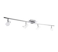 Spot de plafond Lampe de salon Barre de spots Plafonnier argenté, spots orientables Verre givré, 4x G9, L 110 cm