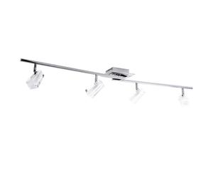 Spot de plafond Lampe de salon Barre de spots Plafonnier argenté, spots orientables Verre givré, 4x G9, L 110 cm