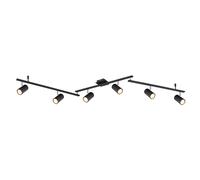 Spot de plafond Plafonnier barrette à 6 lampes en métal noir, bras de lampe et spots orientables, 6x Gu10, LxlxH 180x10x18,5 cm