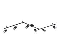 Spot de plafond Plafonnier barrette à 6 lampes en métal noir, bras de lampe et spots orientables, 6x Gu10, LxlxH 180x10x18,5 cm