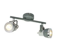 Spot de plafond plafonnier de salon gris avec spots orientables, métal gris pierre, 2x GU10, LxH 26 x 18,5 cm