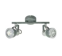 Spot de plafond plafonnier de salon gris avec spots orientables, métal gris pierre, 2x GU10, LxH 26 x 18,5 cm