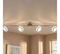 Spot de plafond spot lampe de plafond LED orientable lampe de salon, spots mobiles, métal nickel chrome mat, plastique satiné, 4x 4W 4x 280lm blanc chaud, LxH 80 x 13,5 cm