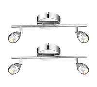 Spot de plafond Plafonnier LED à 2 lampes, lampe de salon argent, spots orientables, 2x 5W 400lm blanc chaud, Lxl 38 x 13 cm, lot de 2
