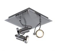 Spot de plafond plafonnier LED orientable Spots plafonnier angulaire chrome argenté 3 flammes à orienter, chrome, acier brossé, 3x 3W 3x 240Lm blanc chaud, LxP 23x23 cm