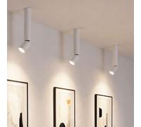 Plafonnier salon plafonnier chambre lampe salle à manger lumière, aluminium blanc, spot mobile, LED 8W 502Lm 3000K blanc chaud, DxH 4,5 x 38 cm, lot de 3