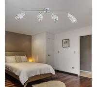 Spot de plafond plafonnier salon spot bar, spots mobiles, verre opale chromé, 4x douilles E14, LxH 69x12,5cm