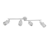 Spot de plafond plafonnier salon spot bar, spots mobiles, verre opale chromé, 4x douilles E14, LxH 69x12,5cm