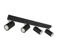 Spot de plafond Plafonnier Spot 4 flammes noir Plafonnier salon moderne, spot orientable, métal, 4x GU10, LxPxH 56x6x12
