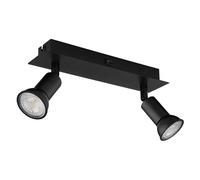 Spot de plafond plafonnier spots de plafond noir 2 flammes lampe de salon avec spots orientables, métal, 2x douille GU10, LxPxH 25x6x9 cm