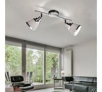 Spot de plafond, spot 2 flammes, plafonnier, spots orientables, métal chromé textile gris, 2x douilles E14, LxlxH 36,5x11,3x21,5 cm