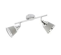 Spot de plafond, spot 2 flammes, plafonnier, spots orientables, métal chromé textile gris, 2x douilles E14, LxlxH 36,5x11,3x21,5 cm, ACTION 719202019000