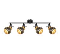 Spot de plafond spot bar lampe de salon plafonnier lampe de salle à manger abat-jour avec perforations, métal noir or, 4x douilles E14, LxlxH 60x10x17,5 cm