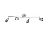 Spot de plafond spot bar spot lampe spot lampe LED plafonnier, 4 spots mobiles, argent nickel mat, 4x LED 3W 280lm 3000K, LxlxH 62,5x8x16cm