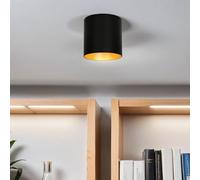Spot en saillie XL POINT en métal noir et or D : 12,7 cm H : 12,5 cm GU10 orientable couloir cuisine salon spot plafonnier en saillie intérieur haute tension