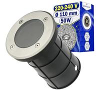 Spot Encastrable Exterieur GU10 Ø110mm IP67 IK10 50W 220-240V Montage 121mm | Anneau Acier Inoxydable et Boîtier Avec Profondeur - MONTERAL