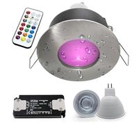 Spot encastrable, IP65, LED, adapté pour chromothérapie, pour cabine de douche, salle de bain, RGB, 3W, 12V, alimentation Silver Spazzolato