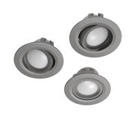 Spot Encastrable LED - HAMA - 5W - WiFi - Compatible Alexa - 3 Pièces - Aluminium Gris