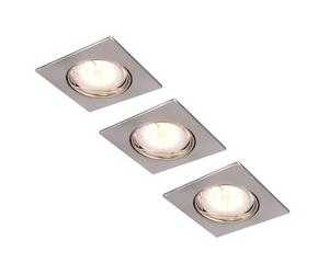 Spot encastrable LED spot de plafond carré plafonnier luminaire de couloir spot encastrable orientable, aluminium nickel mat, 5W 330lm blanc chaud, LxlxP 8x8x10 cm, lot de 3