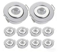 Spot encastrable, modèle mini, LED blanc chaud, corps argenté, blanc chaud 3000 K, 3 W