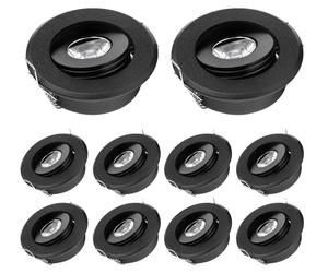 Spot encastrable, modèle mini, LED blanc chaud, corps noir, blanc chaud 3000 K, 3 W