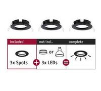Spot encastré Choose Kit de base fixe IP44 rond 78mm max. 3x10W 230V gradable Noir mat Noir mat G