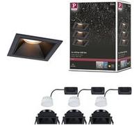 Paulmann 93125 Spots encastrés LED 3-Step-Dim Cole IP44 carré 88x88 mm Coin 3x6W 3x470lm 230 V 2700 K Noir