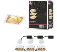Paulmann 93130 Spots encastrés LED 3-Step-Dim Cole IP44 carré 88x88 mm Coin 3x6W 3x470lm 230 V 2700 K Blanc, Doré mat
