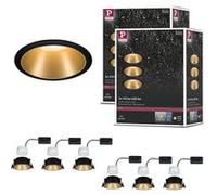 Spot encastré LED 3-Step-Dim Cole Coin Kit de 6 IP44 rond 88 mm Coin 6x6W 6x470lm 230V gradable 2700K Noir, Doré mat Noir