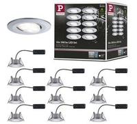 Paulmann Spot encastré LED Calla orientable 30° D90 mm 5,2W 4000K IP65 Chrome mat Lot de 10