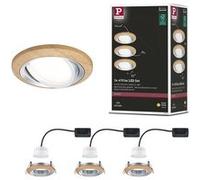 Spot encastré LED Lanati Kit de 3 rond 84mm 30° Coin 3x6W 3x470lm 230V 2700K Teinte chêne huilé#Alu tourné