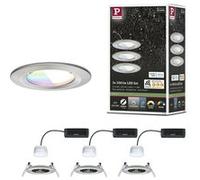 Spot encastré LED Nova Coin IP44 rond 78mm RGBW+ 3x6W 3x500lm 230V Acier brossé Aluminium Acier brossé G