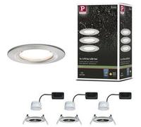 Spot encastré LED Nova Coin Kit de base fixe IP44 rond 78mm Coin 3x6W 3x470lm 230V 2700K Acier brossé Acier brossé G
