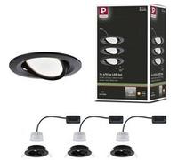 Spot encastré LED Nova Coin orientable rond 84mm 50° Coin 3x6W 3x470lm 230V gradable 2700K Noir mat Noir mat G